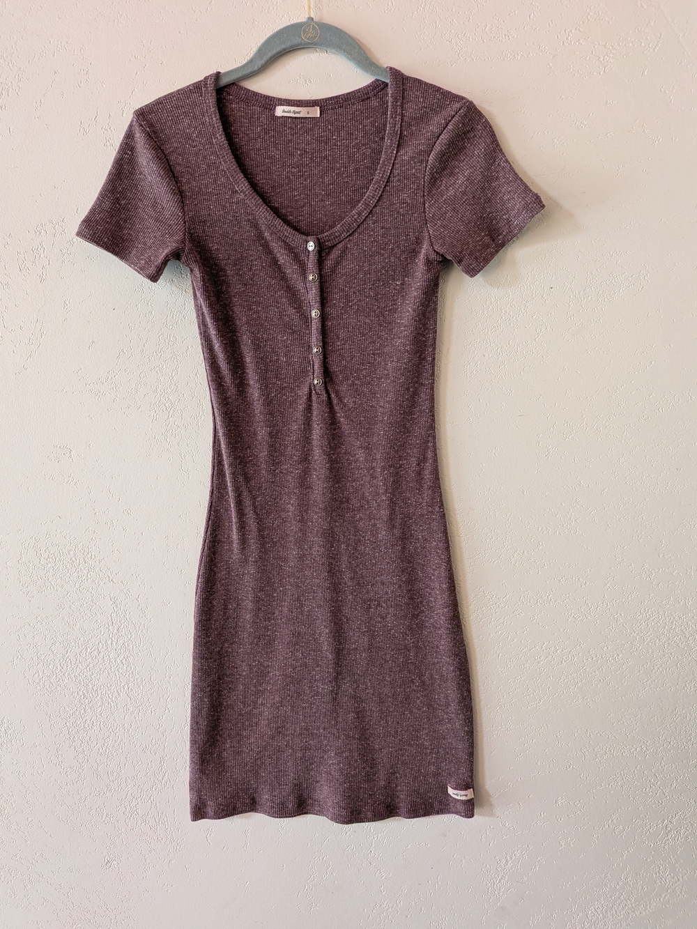 Ribbed Henley Bodycon Dress Mauve